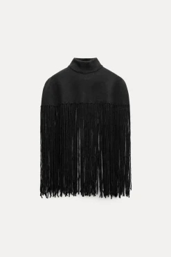 Fashion CAPA PUNTO CUELLO ALTO FLECOS Mujer Chaquetas / Cazadoras