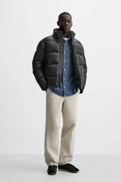 New CAZADORA ACOLCHADA EFECTO PIEL Hombre Plumíferos