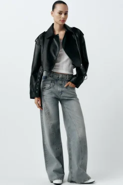 Sale CAZADORA BIKER CROP EFECTO PIEL Mujer Chaquetas / Cazadoras