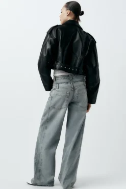 Sale CAZADORA BIKER CROP EFECTO PIEL Mujer Chaquetas / Cazadoras