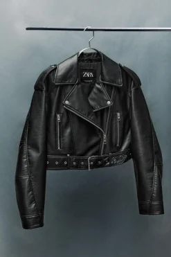 Sale CAZADORA BIKER CROP EFECTO PIEL Mujer Chaquetas / Cazadoras