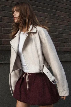 Best CAZADORA BIKER CROP EFECTO PIEL Mujer Chaquetas / Cazadoras