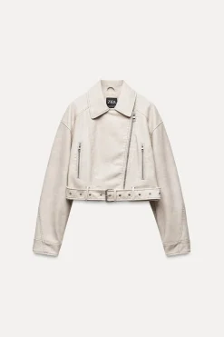 Best CAZADORA BIKER CROP EFECTO PIEL Mujer Chaquetas / Cazadoras