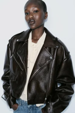 Sale CAZADORA BIKER EFECTO PIEL Mujer Chaquetas / Cazadoras