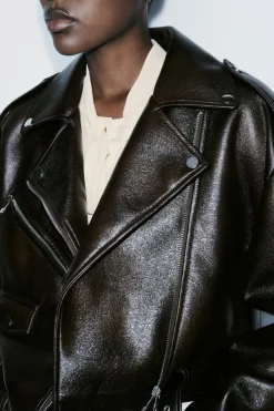 Sale CAZADORA BIKER EFECTO PIEL Mujer Chaquetas / Cazadoras