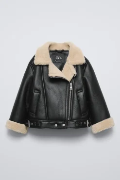 Niños ZARA 1½ - 6 Años·Abrigos|1½ - 6 Años·Abrigos<CAZADORA BIKER EFECTO PIEL BORREGUILLO
