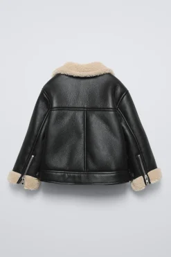 Niños ZARA 1½ - 6 Años·Abrigos|1½ - 6 Años·Abrigos<CAZADORA BIKER EFECTO PIEL BORREGUILLO