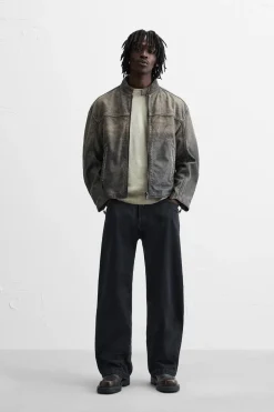 Best CAZADORA BIKER PIEL LAVADA Hombre Piel