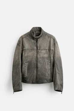 Best CAZADORA BIKER PIEL LAVADA Hombre Piel