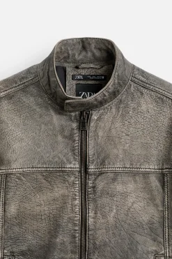 Best CAZADORA BIKER PIEL LAVADA Hombre Piel