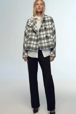 Discount CAZADORA CUADROS CUELLO SUBIDO Mujer Chaquetas / Cazadoras