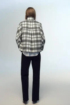 Discount CAZADORA CUADROS CUELLO SUBIDO Mujer Chaquetas / Cazadoras