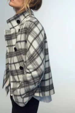 Discount CAZADORA CUADROS CUELLO SUBIDO Mujer Chaquetas / Cazadoras