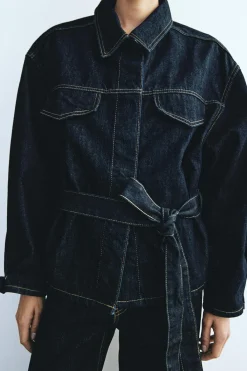 New CAZADORA DENIM TRF CINTURÓN Mujer Chaquetas / Cazadoras