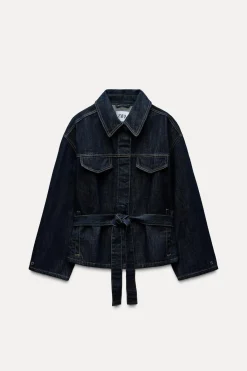 New CAZADORA DENIM TRF CINTURÓN Mujer Chaquetas / Cazadoras