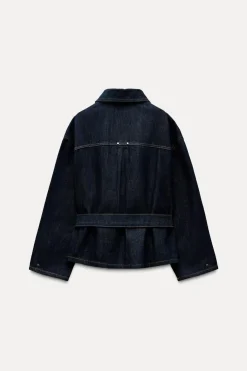 New CAZADORA DENIM TRF CINTURÓN Mujer Chaquetas / Cazadoras