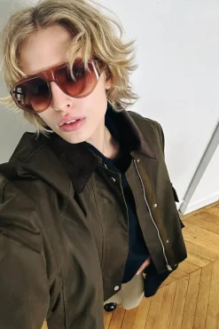 Clearance CAZADORA ENCERADA CUELLO PANA ZW COLLECTION Mujer Chaquetas / Cazadoras