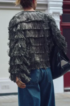 Clearance CAZADORA FLECOS HILO METALIZADO Mujer Chaquetas / Cazadoras