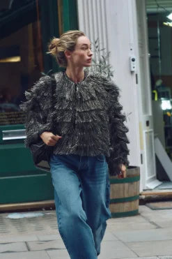 Clearance CAZADORA FLECOS HILO METALIZADO Mujer Chaquetas / Cazadoras