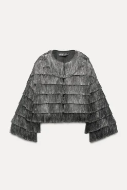 Clearance CAZADORA FLECOS HILO METALIZADO Mujer Chaquetas / Cazadoras