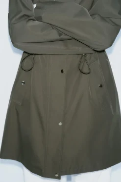 New CAZADORA LARGA TEJIDO EFECTO TECNICO Mujer Abrigos / Anoraks|Chaquetas / Cazadoras