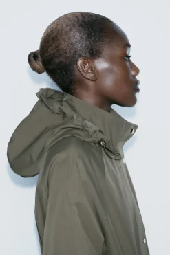 New CAZADORA LARGA TEJIDO EFECTO TECNICO Mujer Abrigos / Anoraks|Chaquetas / Cazadoras