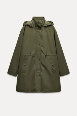 New CAZADORA LARGA TEJIDO EFECTO TECNICO Mujer Abrigos / Anoraks|Chaquetas / Cazadoras