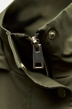 New CAZADORA LARGA TEJIDO EFECTO TECNICO Mujer Abrigos / Anoraks|Chaquetas / Cazadoras