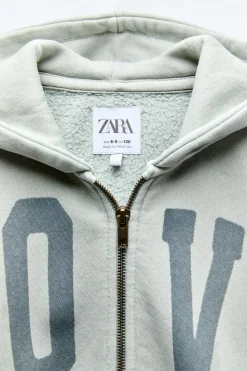 Niños ZARA 6 - 14 Años·Sudaderas|6 - 14 Años·Total Look<CAZADORA LAVADA TEXTO CROP FIT