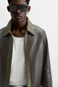 Sale CAZADORA PIEL CONTRASTE Hombre Piel