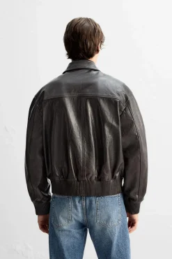 Online CAZADORA PIEL EFECTO BRILLO Hombre Piel