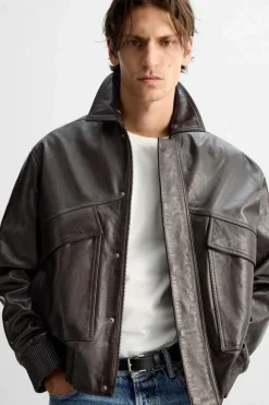Online CAZADORA PIEL EFECTO BRILLO Hombre Piel