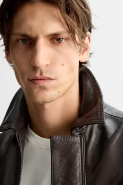 Online CAZADORA PIEL EFECTO BRILLO Hombre Piel