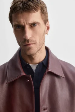 Clearance CAZADORA PIEL EFECTO VINTAGE Hombre Piel