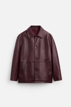 Clearance CAZADORA PIEL EFECTO VINTAGE Hombre Piel