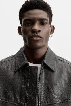 Sale CAZADORA PIEL RELIEVE Hombre Piel