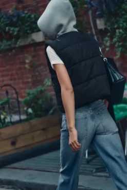 Discount CHALECO ACOLCHADO COMBINADO CAPUCHA Mujer Abrigos / Anoraks