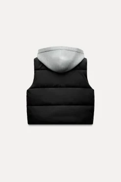 Discount CHALECO ACOLCHADO COMBINADO CAPUCHA Mujer Abrigos / Anoraks