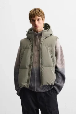 Fashion CHALECO ACOLCHADO ENGOMADO CAPUCHA Hombre Chalecos