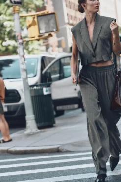 Sale CHALECO CORTO TAPETAS RAYA DIPLOMÁTICA Mujer Blazers / Chalecos