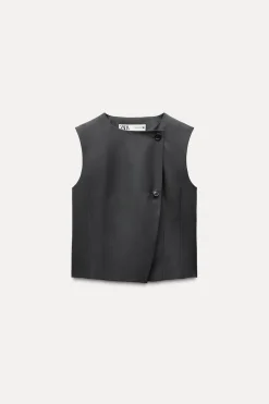 New CHALECO CRUZADO BOTONES ZW COLLECTION Mujer Tops / Bodies