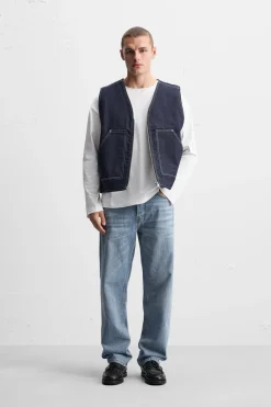 Best CHALECO DENIM COSTURAS Hombre Chalecos
