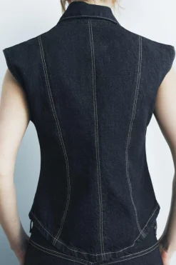 Clearance CHALECO DENIM PESPUNTES ZW COLLECTION Mujer Tops / Bodies|Camisas / Blusas