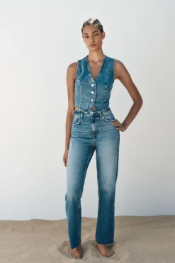 New CHALECO DENIM Z1975 Mujer Tops / Bodies