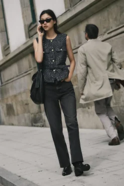 Fashion CHALECO ESTRUCTURA LENTEJUELAS CINTURÓN Mujer Blazers / Chalecos