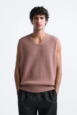 Fashion CHALECO ESTRUCTURA PUNTO Hombre Jerséis / Chaquetas