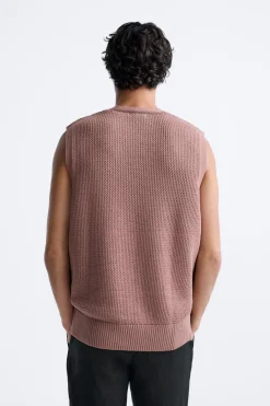 Fashion CHALECO ESTRUCTURA PUNTO Hombre Jerséis / Chaquetas