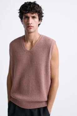 Fashion CHALECO ESTRUCTURA PUNTO Hombre Jerséis / Chaquetas