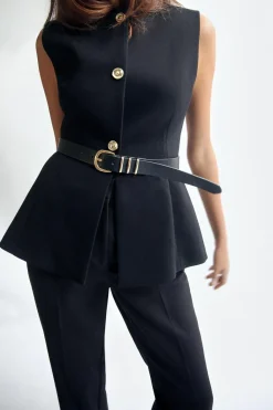 New CHALECO LARGO CINTURÓN Mujer Tops / Bodies