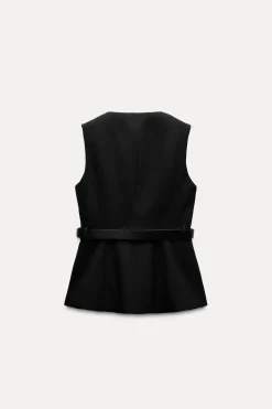 New CHALECO LARGO CINTURÓN Mujer Tops / Bodies